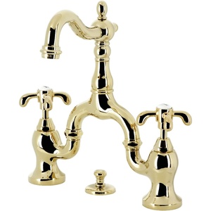 image:imageKingston Brass KS7973TX French Country Bridge Bathroom Faucet with Brass PopUp Antique BrassPolished Brass