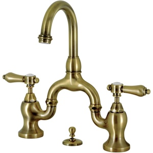 image:imageKingston Brass KS7997BAL Heirloom Bridge Bathroom Faucet with Brass PopUp Brushed BrassAntique Brass
