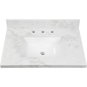 image:imageKingston Brass KVPB3122W38CR Ferrara 31 x 22 Quartz Vanity Top with Rectangular Sink 8 Faucet Drillings Quartz White