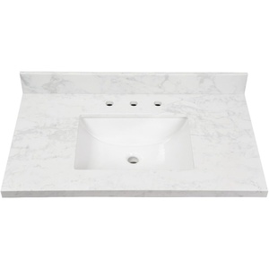 image:imageKingston Brass KVPB3722W38CR Ferrara 37 x 22 Quartz Vanity Top with Rectangular Sink 8 Faucet Drillings Quartz White