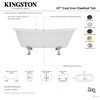 image:imageAqua Eden VCTND6728NH7 67 Cast Iron Oval Double Slipper Clawfoot Tub No Faucet Drillings WhiteBrushed BrassWhiteBrushed Brass