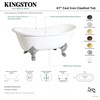 image:imageAqua Eden VCTND6728NH7 67 Cast Iron Oval Double Slipper Clawfoot Tub No Faucet Drillings WhiteBrushed BrassWhiteBrushed Brass