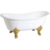 image:imageAqua Eden VCTND6728NH7 67 Cast Iron Oval Double Slipper Clawfoot Tub No Faucet Drillings WhiteBrushed BrassWhiteBrushed Brass