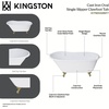 image:imageKingston Brass VCTND5328NT7 Aqua Eden 53Inch Cast Iron Single Slipper ClawfootTub NoFaucet Drillings WhiteBrushed Brass