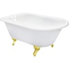 image:imageAqua Eden VCT3D603019NT2 60 Cast Iron Oval Rectangular Roll Top Clawfoot Tub 338 Wall Drillings WhitePolished Brass