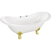 image:imageAqua Eden VCT7DS6130NC2 61 Cast Iron Oval Double Slipper Clawfoot Tub 7 Faucet Drillings WhitePolished BrassWhitePolished Brass