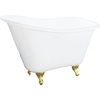 image:imageAqua Eden VCTND5130NT2 51 Cast Iron Classic FlatRim Single Slipper Clawfoot Tub No Faucet Drillings WhitePolished Brass