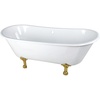 image:imageAqua Eden VCTND6728NH7 67 Cast Iron Oval Double Slipper Clawfoot Tub No Faucet Drillings WhiteBrushed BrassWhiteBrushed Brass