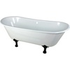 image:imageKingston Brass Aqua Eden VCTND6728NH5 Cast Iron Double Slipper Clawfoot Bathtub with Oil Rubbed Bronze Feet without Faucet Drillings 67Inch WhiteOil Rubbed Bronze