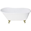 image:imageKingston Brass VCTND5328NT7 Aqua Eden 53Inch Cast Iron Single Slipper ClawfootTub NoFaucet Drillings WhiteBrushed Brass