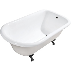 image:imageAqua Eden VCTND543019W5 54 Cast Iron Classic FlatRim Roll Top Clawfoot Tub No Faucet Drillings WhiteOil Rubbed BronzeWhiteMatte Black
