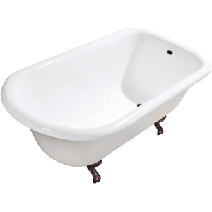 image:imageAqua Eden VCTND543019W5 54 Cast Iron Classic FlatRim Roll Top Clawfoot Tub No Faucet Drillings WhiteOil Rubbed BronzeWhiteOil Rubbed Bronze