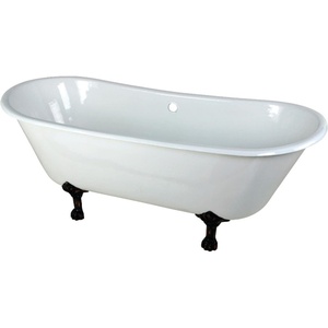 image:imageKingston Brass Aqua Eden VCTND6728NH5 Cast Iron Double Slipper Clawfoot Bathtub with Oil Rubbed Bronze Feet without Faucet Drillings 67Inch WhiteOil Rubbed Bronze