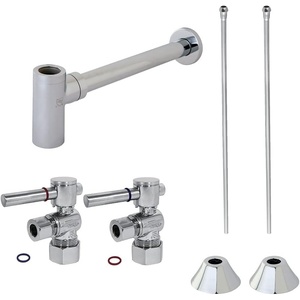 image:imageKingston Brass CC53308DLLKB30 Trimscape Modern Plumbing Sink Trim Kit with Bottle Trap in Brushed NickelPolished Chrome