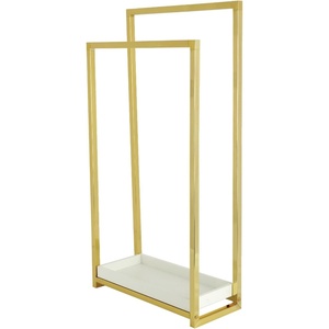 image:imageKingston Brass SCC8262 Edenscape 3358 Freestanding Pedestal 2Tier Towel Rack with MDF Wooden Shelf Polished Brass