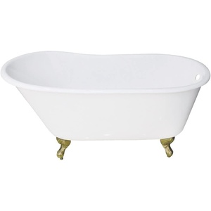 image:imageKingston Brass VCTND5328NT7 Aqua Eden 53Inch Cast Iron Single Slipper ClawfootTub NoFaucet Drillings WhiteBrushed Brass