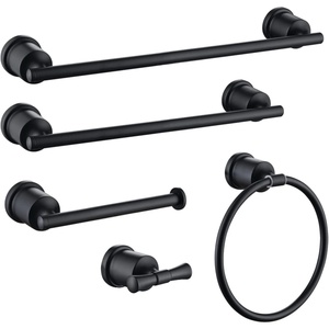 image:imageKingston Brass BAHK9112478SN Mathsson 5Piece 18Inch and 24Inch Towel Bars Bathroom Accessory Set in Brushed NickelMatte Black