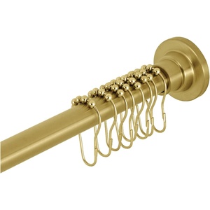 image:imageKingston Brass SCC3117 Edenscape 6072 Stainless Steel Adjustable Tension Shower Curtain Rod with Rings Brushed Brass