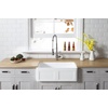 image:imageGourmetier GKFA301810DS Solid Surface White Stone Apron Front Farmhouse Single Bowl Kitchen Sink Matte White