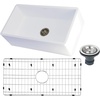 image:imageGourmetier KGKFA331810BC 33Inch x 18Inch Single Bowl ApronFront Farmhouse Kitchen Sink with Drain and Rack Matte WhiteBrushedMatte WhiteBrushed