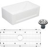 image:imageGourmetier KGKFA361810SQ 36Inch x 18Inch Single Bowl ApronFront Farmhouse Kitchen Sink with Drain Matte WhiteBrushed