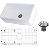 image:imageKingston Brass Gourmetier KGKFA331810RM 33Inch x 18Inch Single Bowl ApronFront Farmhouse Kitchen Sink with DrainRack Matte WhiteBrushed