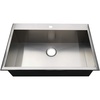 image:imageGourmetier KDS322191BN 32 DropIn Single Bowl 18Gauge Kitchen Sink 1 Hole BrushedBrushed