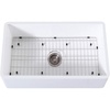 image:imageGourmetier KGKFA331810BC 33Inch x 18Inch Single Bowl ApronFront Farmhouse Kitchen Sink with Drain and Rack Matte WhiteBrushedMatte WhiteBrushed