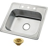 image:imageKingston Brass Carefree K25228BN7 25 Stainless Steel SelfRimming Single Bowl DropIn Kitchen Sink with 3Hole Drain and Strainer Stainless SteelBrushed BrassStainless SteelBrushed Brass