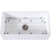 image:imageKingston Brass Gourmetier KGKFA331810RM 33Inch x 18Inch Single Bowl ApronFront Farmhouse Kitchen Sink with DrainRack Matte WhiteBrushed