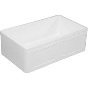 image:imageGourmetier GKFA301810DS Solid Surface White Stone Apron Front Farmhouse Single Bowl Kitchen Sink Matte White