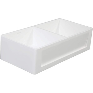 image:imageGourmetier GKFA361810SQD Solid Surface Double Bowl Farmhouse Kitchen Sink Matte White
