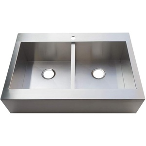 image:imageGourmetier GKTDF332491 Edinburg DropIn 33 Inch Double Bowl Kitchen Sink Brushed