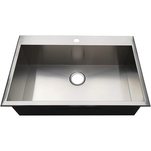 image:imageGourmetier KDS322191BN 32 DropIn Single Bowl 18Gauge Kitchen Sink 1 Hole BrushedBrushed