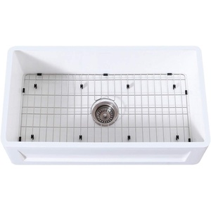 image:imageGourmetier KGKFA361810SQ 36Inch x 18Inch Single Bowl ApronFront Farmhouse Kitchen Sink with Drain Matte WhiteBrushed