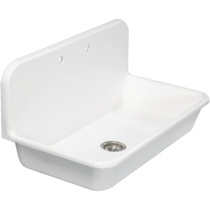 image:imageKingston Brass Gourmetier GKTA362119 Arcticstone 36 in Solid Surface Farmhouse Kitchen Sink with Backsplash Matte White