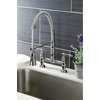 image:imageGourmetier GS1276AL Heritage TwoHandle DeckMount PullDown Sprayer Kitchen Faucet Polished NickelPolished Nickel