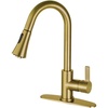 image:imageGourmetier LS8720CTL Continental SingleHandle PullDown Kitchen Faucet Matte BlackBrushed Brass