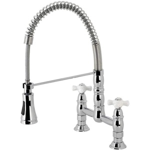 image:imageGourmetier GS1271PX Heritage TwoHandle DeckMount PullDown Sprayer Kitchen Faucet Polished ChromePolished Chrome