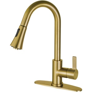 image:imageGourmetier LS8720CTL Continental SingleHandle PullDown Kitchen Faucet Matte BlackBrushed Brass