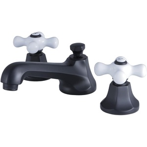 image:imageKingston Brass KS4461PX Metropolitan Widespread Lavatory Faucet with Porcelain Cross Handle Polished Chrome8Inch Adjustable CenterMatte Black