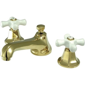 image:imageKingston Brass KS4461PX Metropolitan Widespread Lavatory Faucet with Porcelain Cross Handle Polished Chrome8Inch Adjustable CenterPolished Brass