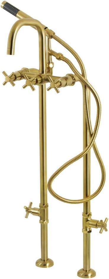 image:imageAqua Vintage CCK8401DL Concord Freestanding Tub Faucet with Supply Line Stop Valve Polished ChromeBrushed Brass