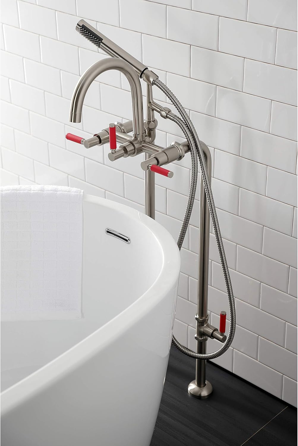 image:imageAqua Vintage CCK8401DL Concord Freestanding Tub Faucet with Supply Line Stop Valve Polished ChromeBrushed Nickel