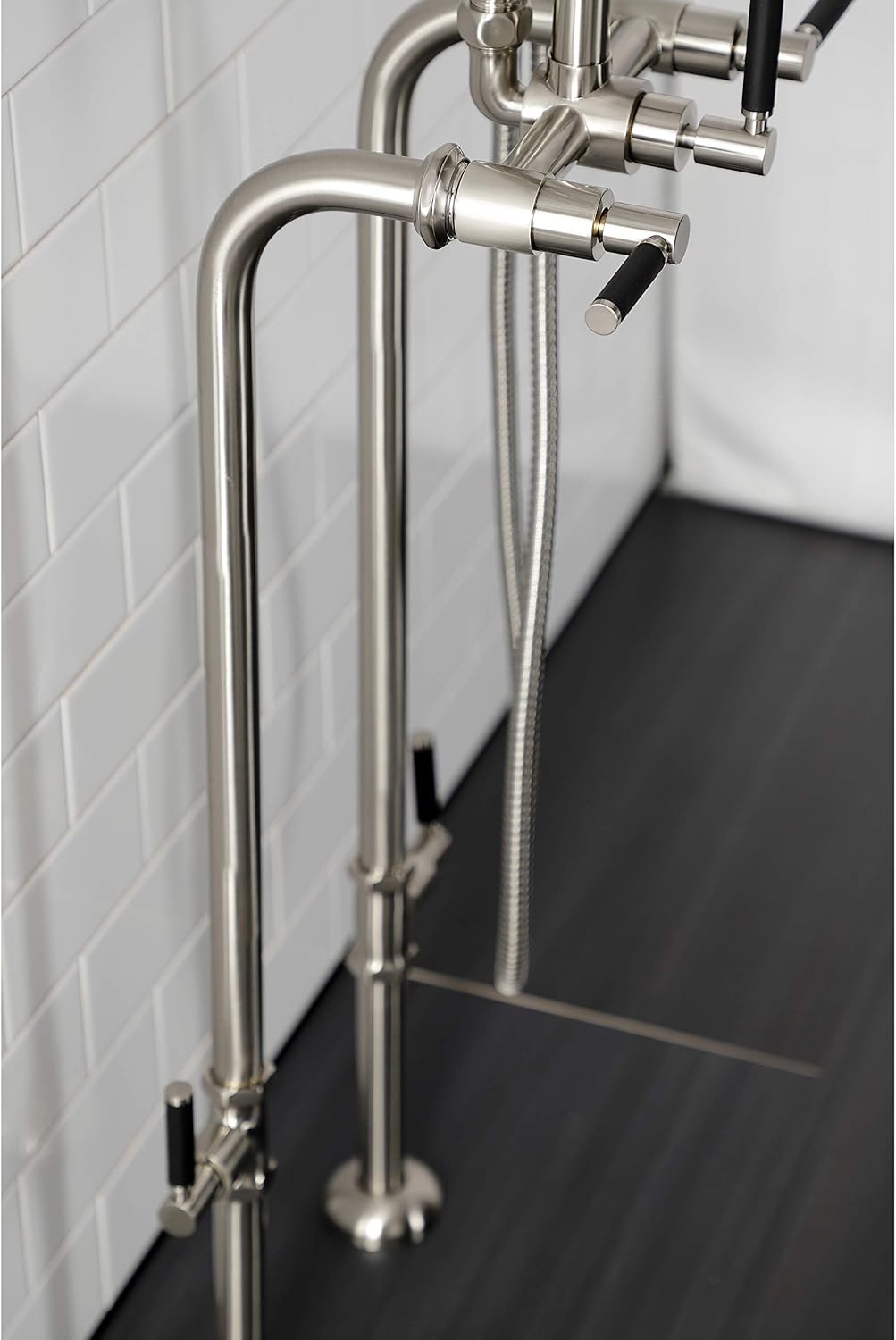 image:imageAqua Vintage CCK8401DL Concord Freestanding Tub Faucet with Supply Line Stop Valve Polished ChromeBrushed Nickel