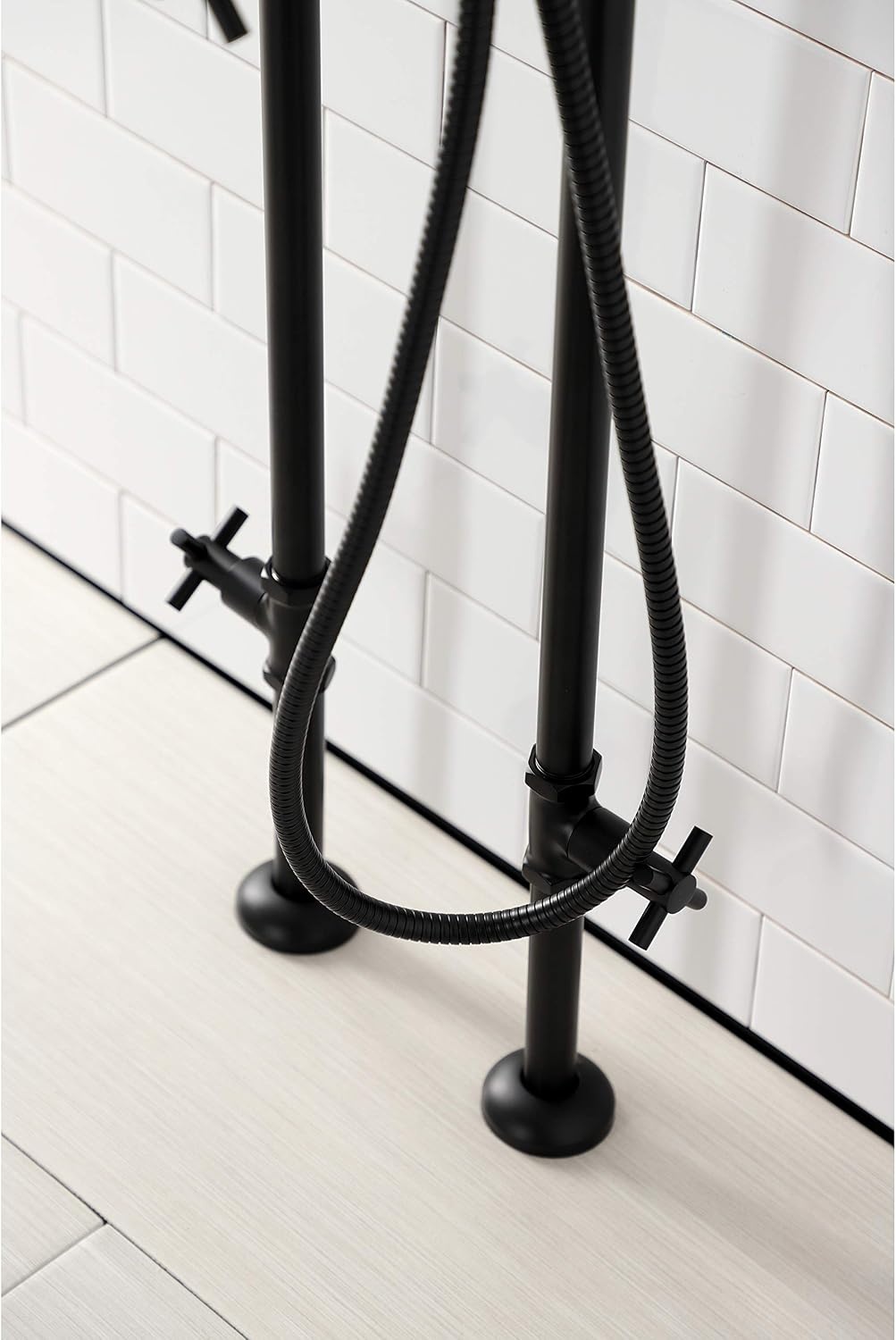 image:imageAqua Vintage CCK8401DL Concord Freestanding Tub Faucet with Supply Line Stop Valve Polished ChromeMatte Black