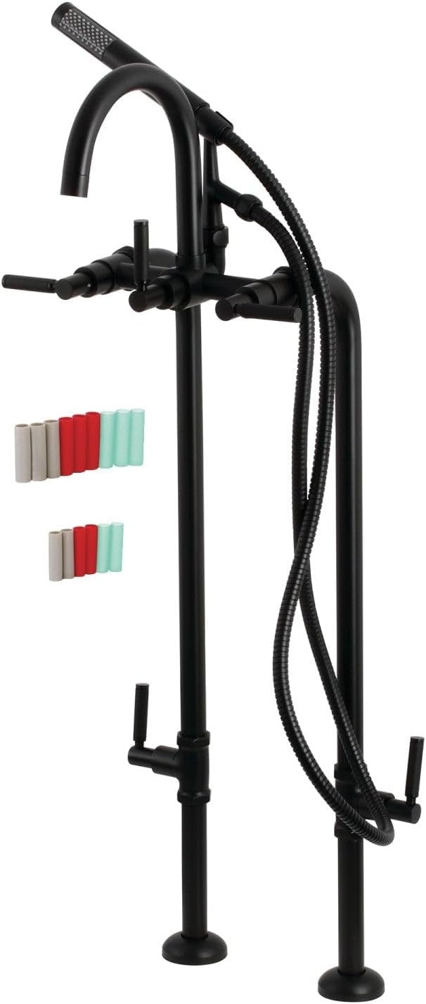image:imageAqua Vintage CCK8401DL Concord Freestanding Tub Faucet with Supply Line Stop Valve Polished ChromeMatte Black