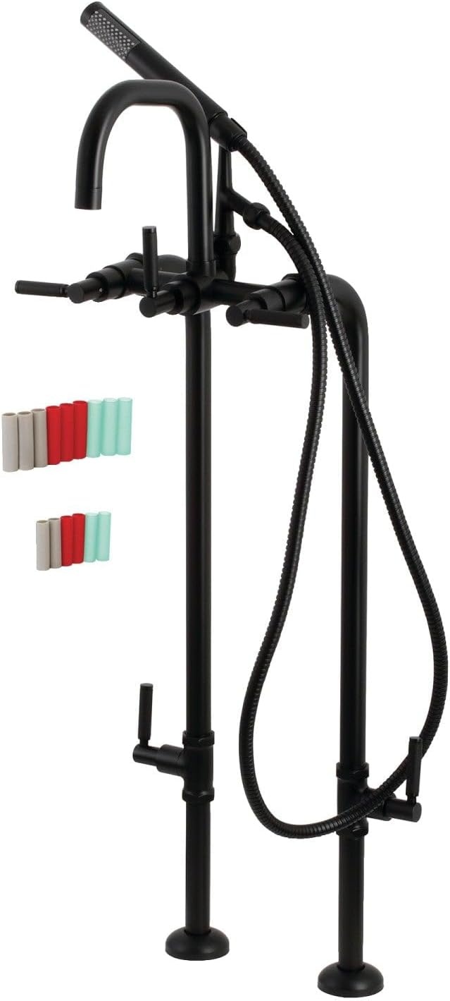 image:imageAqua Vintage CCK8401DL Concord Freestanding Tub Faucet with Supply Line Stop Valve Polished ChromeMatte Black