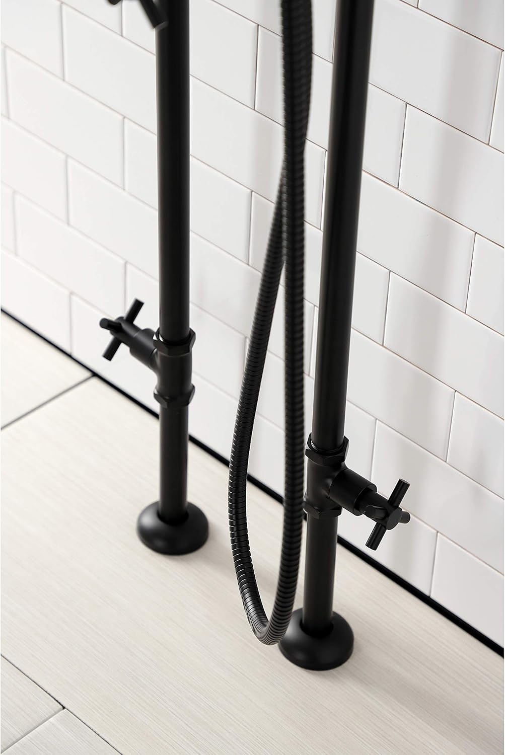 image:imageAqua Vintage CCK8401DL Concord Freestanding Tub Faucet with Supply Line Stop Valve Polished ChromeMatte Black