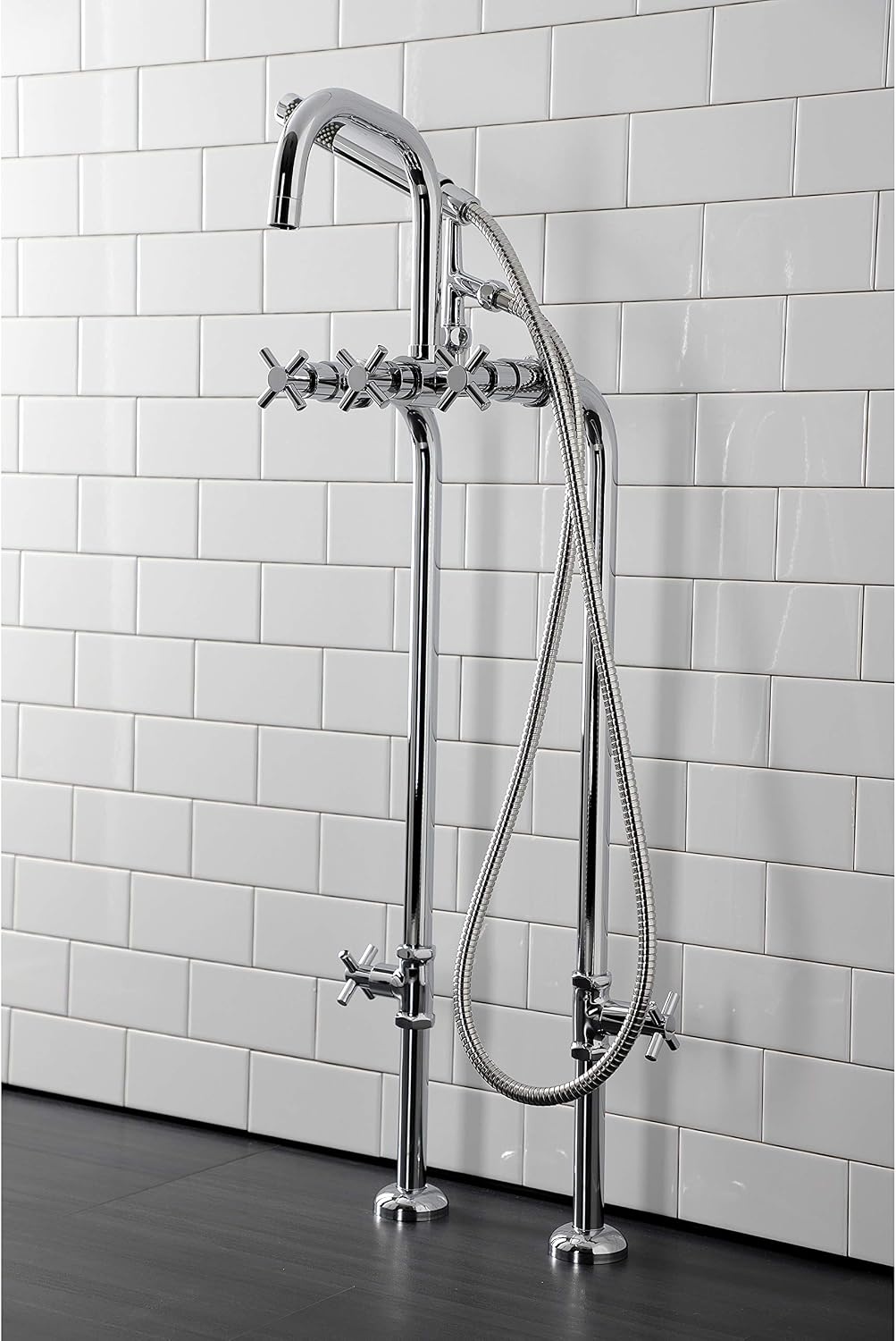 image:imageAqua Vintage CCK8401DL Concord Freestanding Tub Faucet with Supply Line Stop Valve Polished ChromePolished Chrome